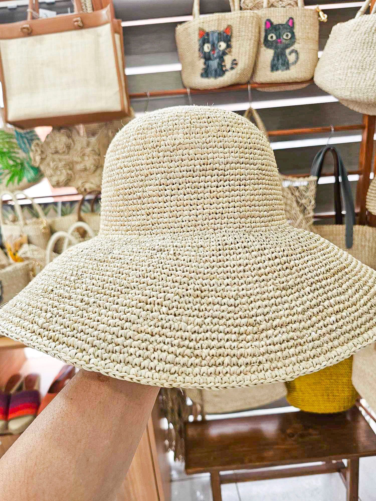 Nón Móc Thủ Công Sợi Cọ Raffia Tự Nhiên Vành 12cm - CAM LÂM