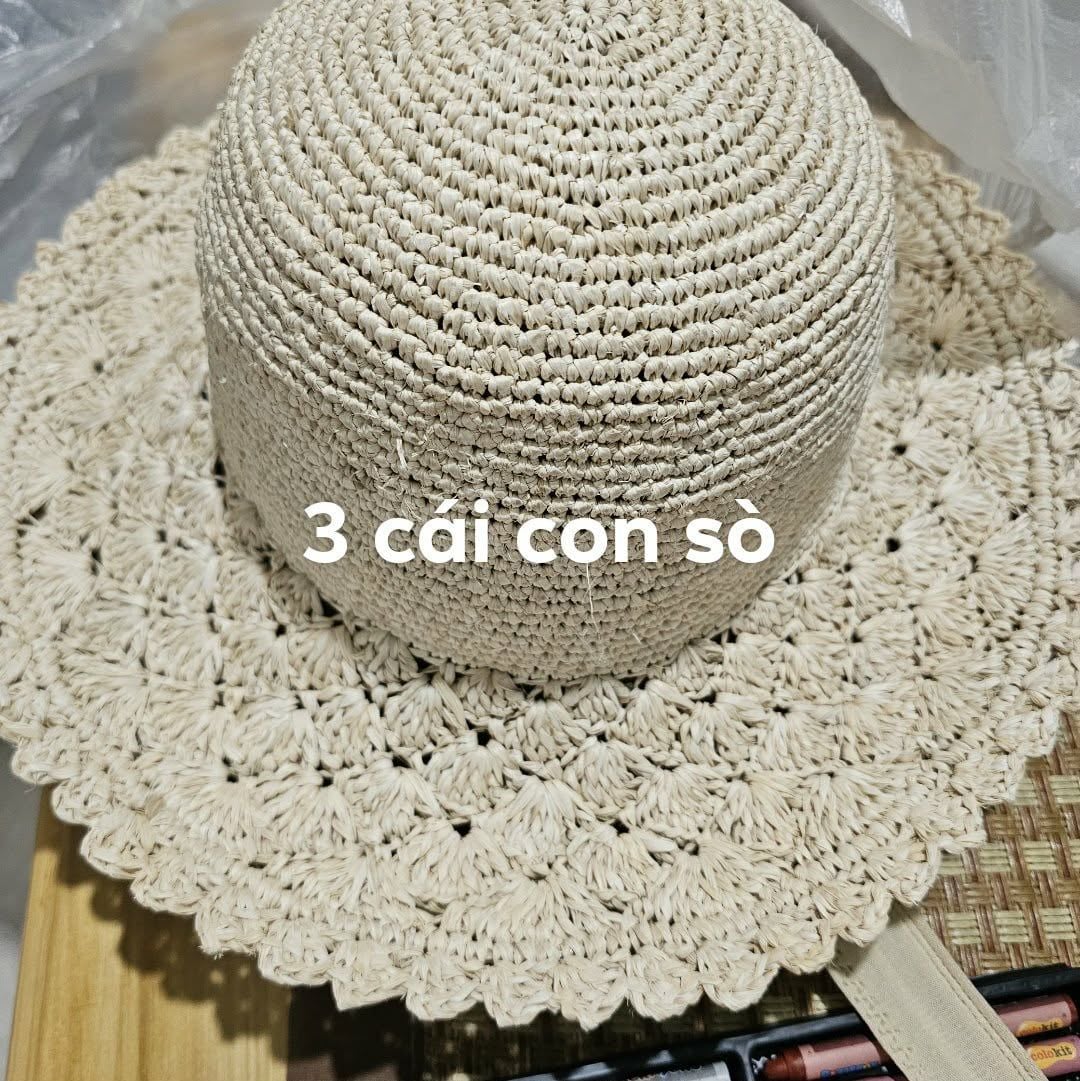 Nón Móc Thủ Công Sợi Cọ Raffia Tự Nhiên Vành 8cm - CAM LÂM 8