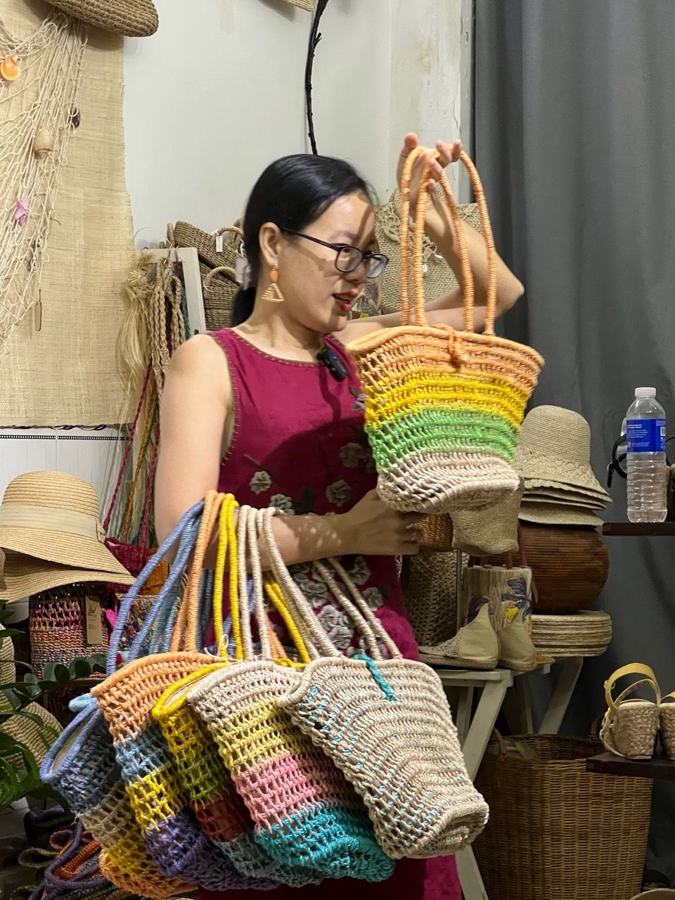 ĐỒNG TIỀN NGŨ SẮC - Túi Tote Cói Abaca Móc Macrame Cỡ Lớn