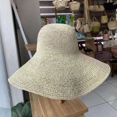 Nón Móc Thủ Công Sợi Cọ Raffia Tự Nhiên Vành 15cm - CAM LÂM