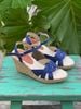 THANH ĐIỀN - Sandal Cói Đế Xuồng Quai Đan Họa Tiết Phối Vải Hemp 9cm