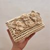 BLOOMING - Túi Clutch Cói Raffia Hình Hộp Chữ Nhật Kết Đính Hoa Abaca 3D