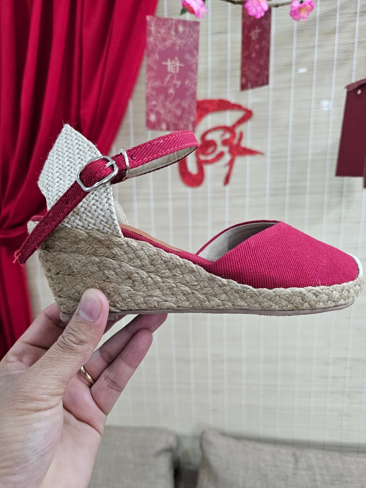 ĐẬU PHỘNG - Cao Gót Cói Kín Mũi Quai Gài 6cm