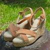 MAMUHAY - Sandal Đế Xuồng Cói Quai Chéo Vải Yakan Cao Cấp 10cm
