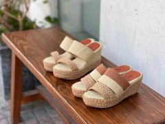 KEM DỪA - Dép Cói 3 Quai Ngang Phối Màu Đế Xuồng