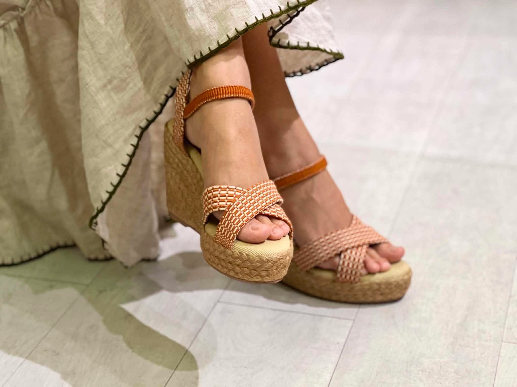 MAMUHAY - Sandal Đế Xuồng Cói Quai Chéo Vải Yakan Cao Cấp 10cm