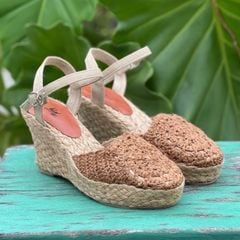 NGUYÊN SINH CAO - Giày Cói Kín Mũi Phối Hemp Móc Tay Thủ Công 8cm
