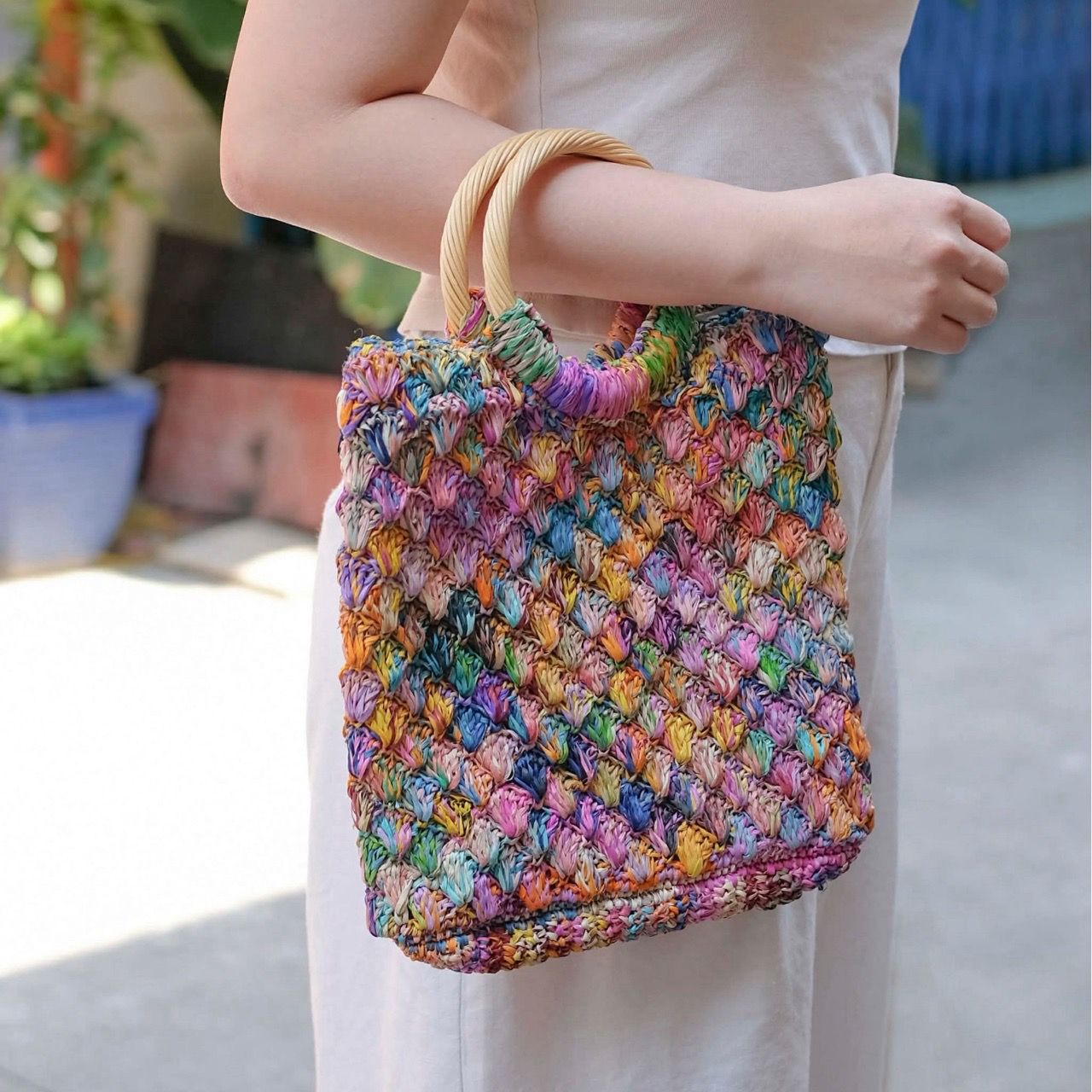 Túi Tote Cói Sợi Cọ Raffia Nhiều Màu- HÒA SẮC