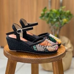 MOSAIC 6 - Đế Xuồng Cói Thêu Ghép Vải Thổ Cẩm 6cm