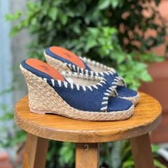 LILO - Dép Cói Quai Ngang Viền Đột Chỉ Đế Xuồng 8cm