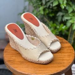 LILO - Dép Cói Quai Ngang Viền Đột Chỉ Đế Xuồng 8cm