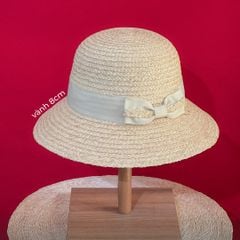 Nón Cói Raffia Chóp Tròn Vành 8cm - NƠ KEM