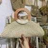 Túi Cói Abaca Xách Tay Hình Bán Nguyệt