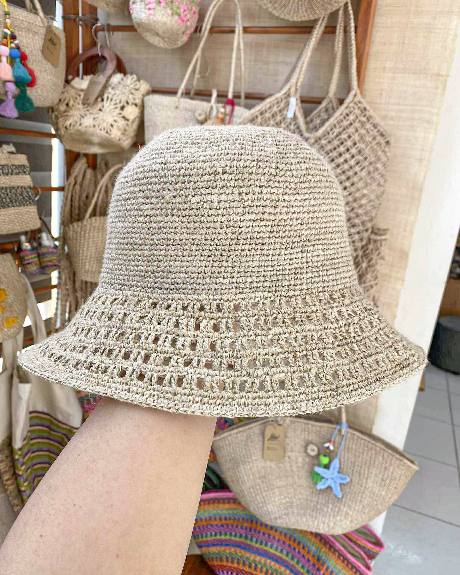 Nón Móc Thủ Công Sợi Hemp Tự Nhiên Vành 8cm - HEMP CAM LÂM 8
