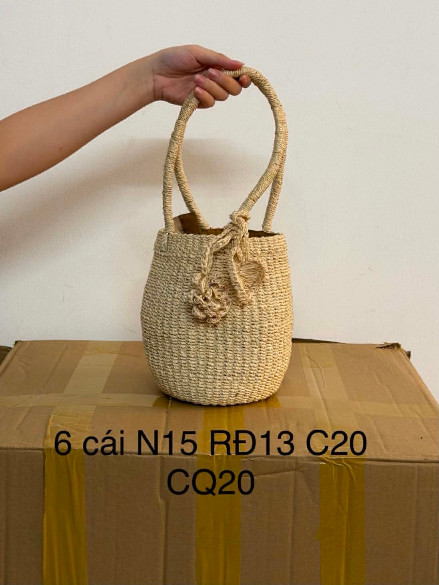 Túi Cói Hộp Trụ Quai Tròn - BỐNG