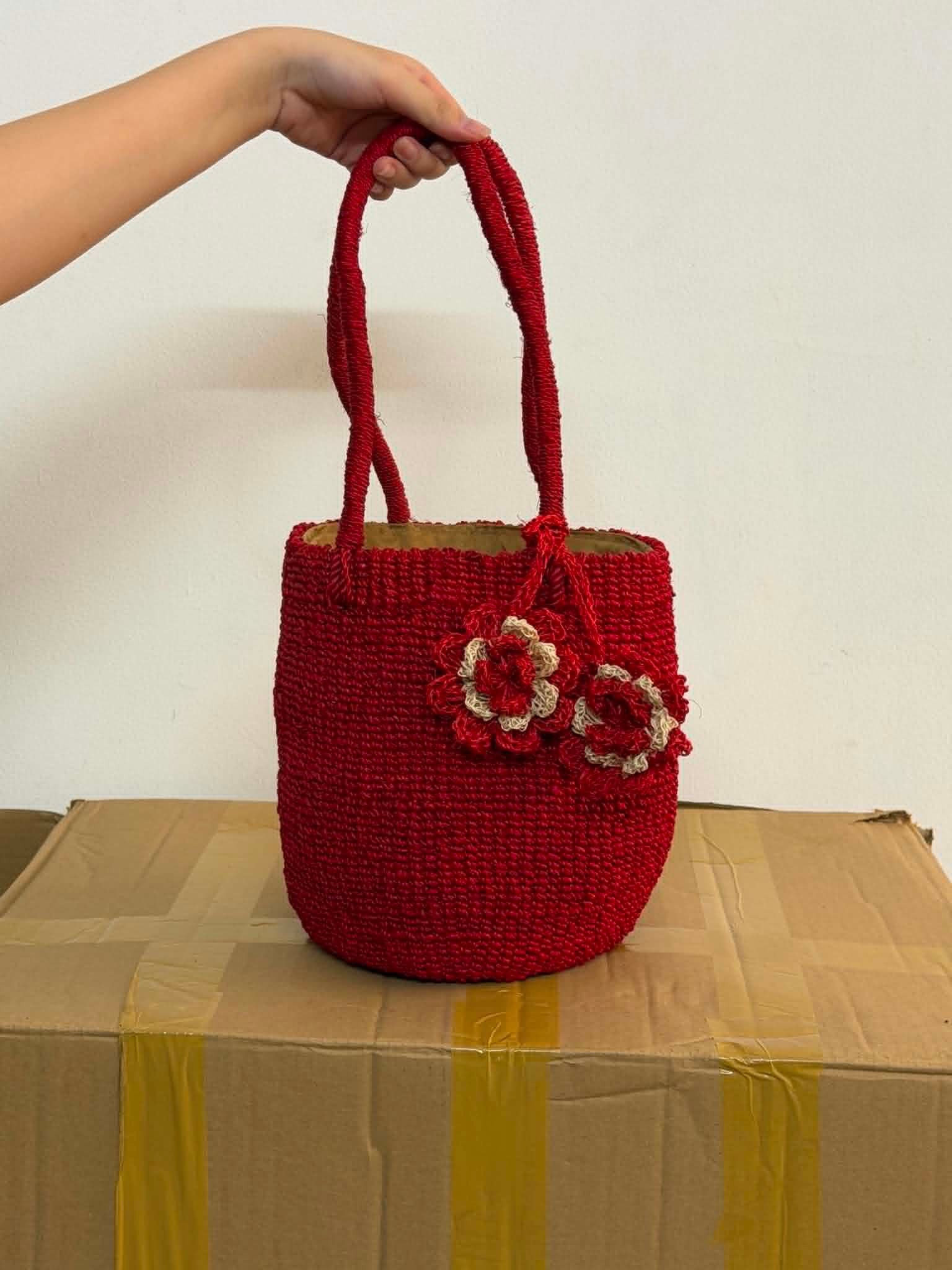 Túi Cói Hộp Trụ Quai Tròn - BỐNG