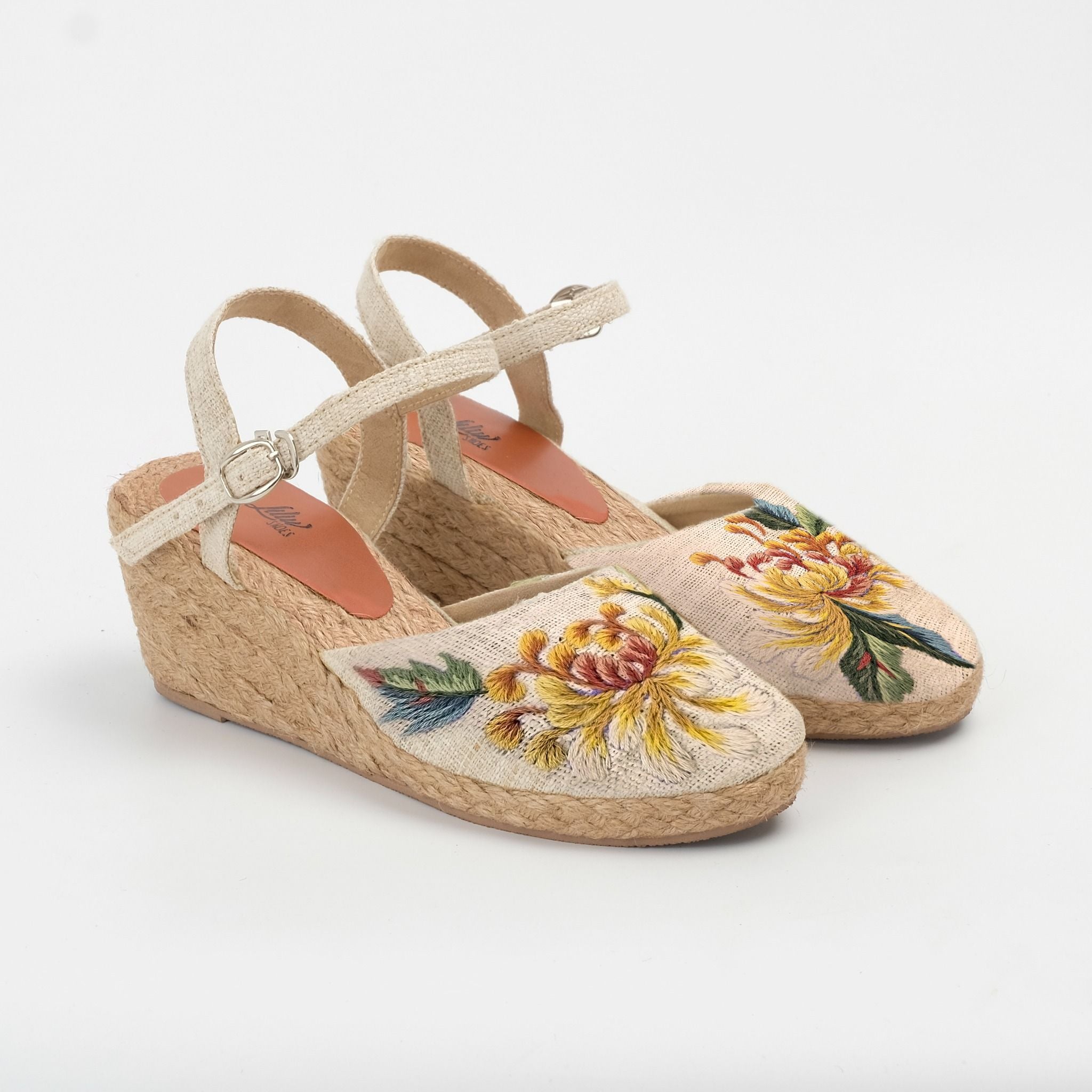 CÚC ĐẠI ĐÓA - Giày Cói Kín Mũi Phối Vải Hemp Thêu Hoa