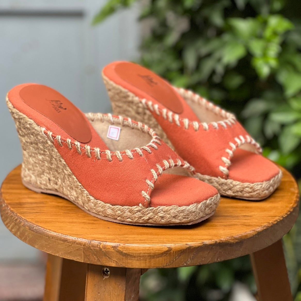 LILO - Dép Cói Quai Ngang Viền Đột Chỉ Đế Xuồng 8cm