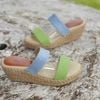 MOJITO - Dép Cói 3 Quai Ngang Phối Màu Đế Xuồng 6cm