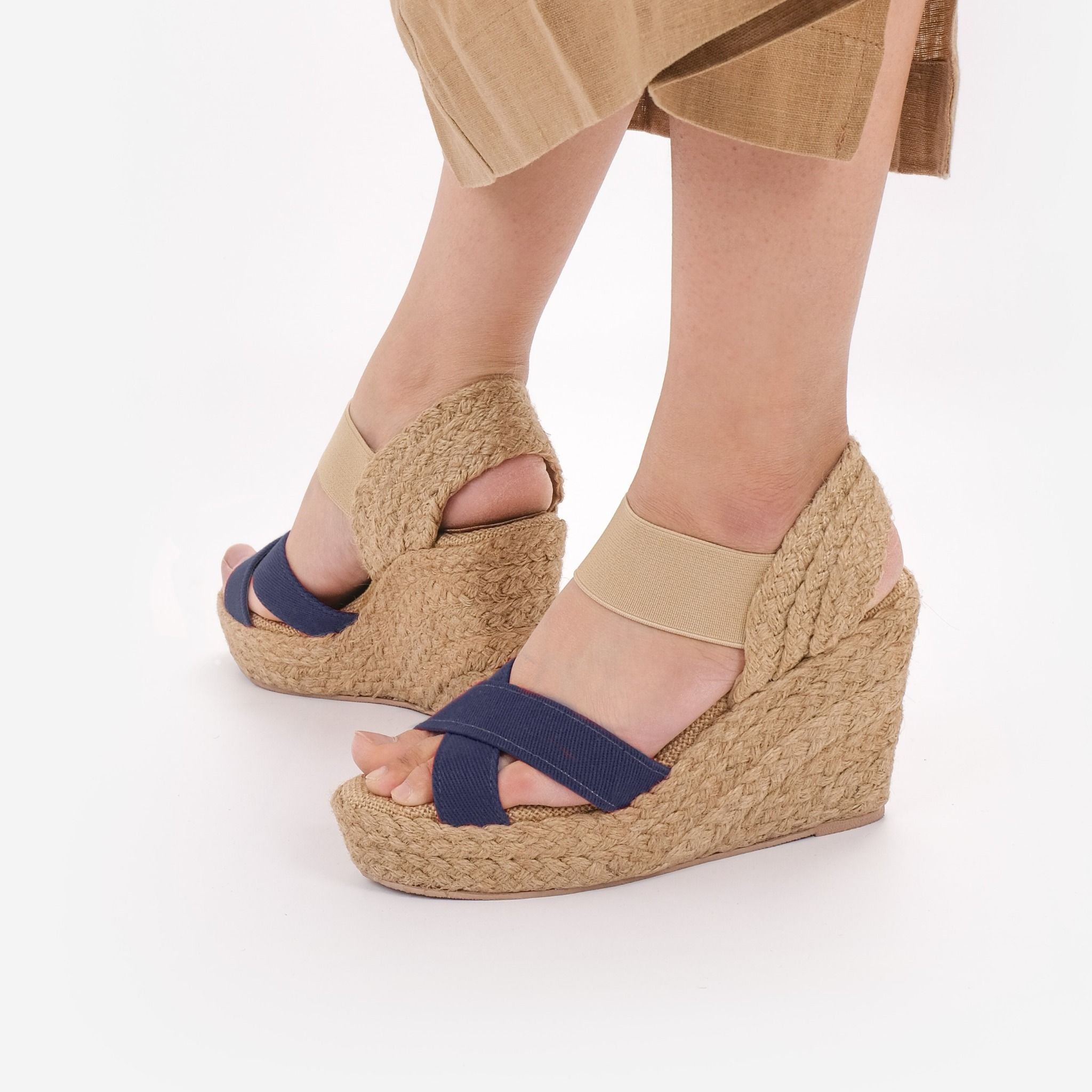 VÂN GIANG - Sandal Cói Đế Xuồng Quai Chữ X Phối Quai Thun 10cm
