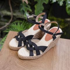 THANH NGUYÊN - Sandal Cói Đế Xuồng Quai Đan Họa Tiết 8cm