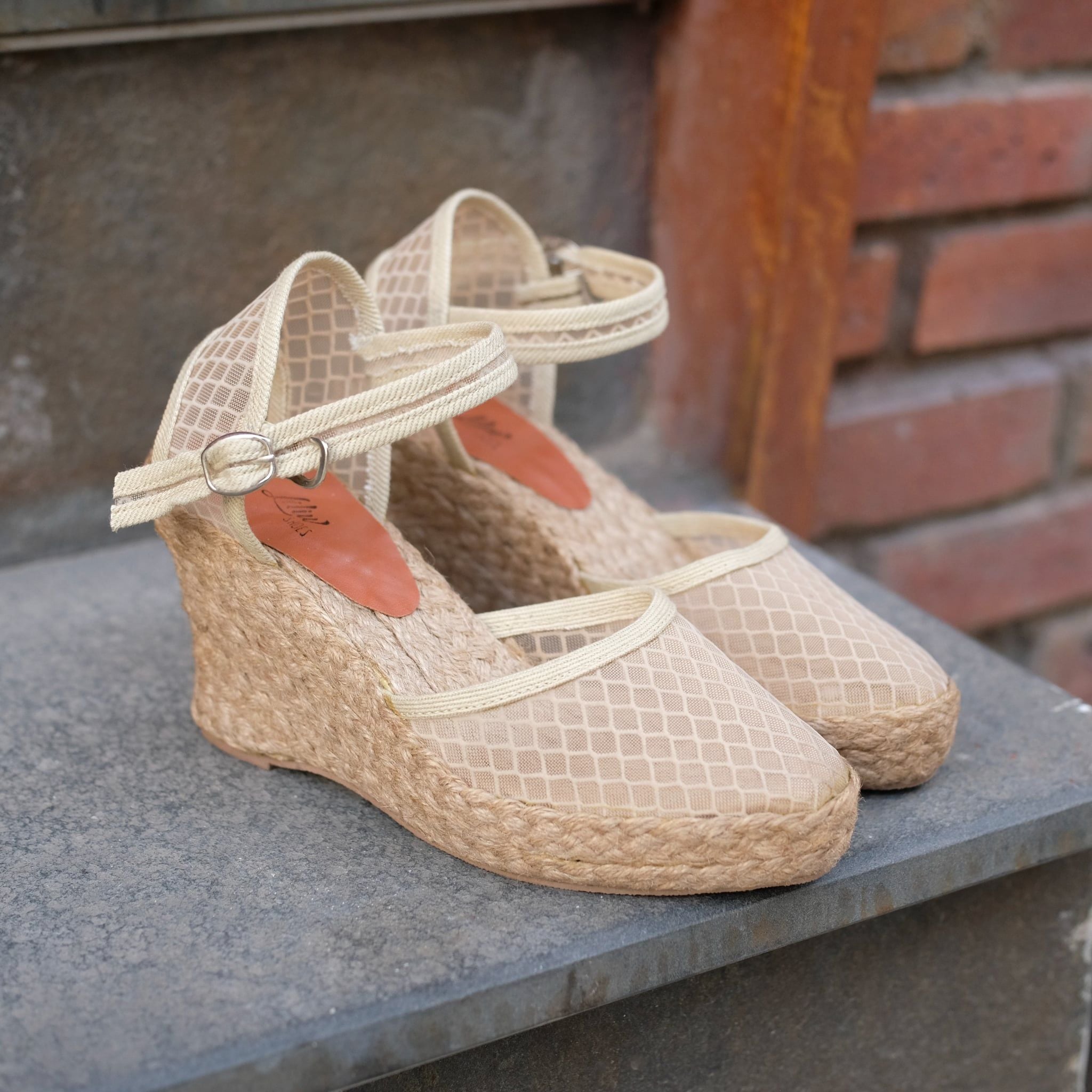 LACE - Cao Gót Kín Mũi Vải Dệt Trong Suốt Gót Mảnh 8cm