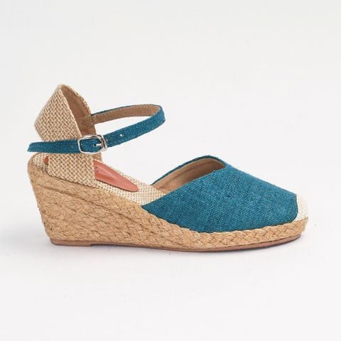 DỆT MÂY - Đế Xuồng Cói Phối Vải Hemp Kín Mũi Quai Gài 6cm