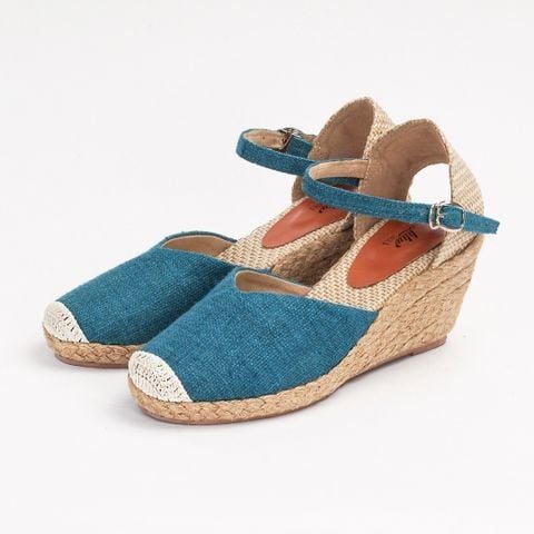 DỆT MÂY - Đế Xuồng Cói Phối Vải Hemp Kín Mũi Quai Gài 6cm
