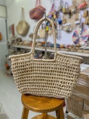 Túi Tote Cói Abaca Đan Lưới Có Lót Vải Khóa Kéo - EMMA