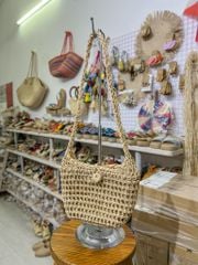 Túi Clutch Cói Abaca Đeo Vai Đan Lưới Có Lót Vải Khóa Kéo - DORY