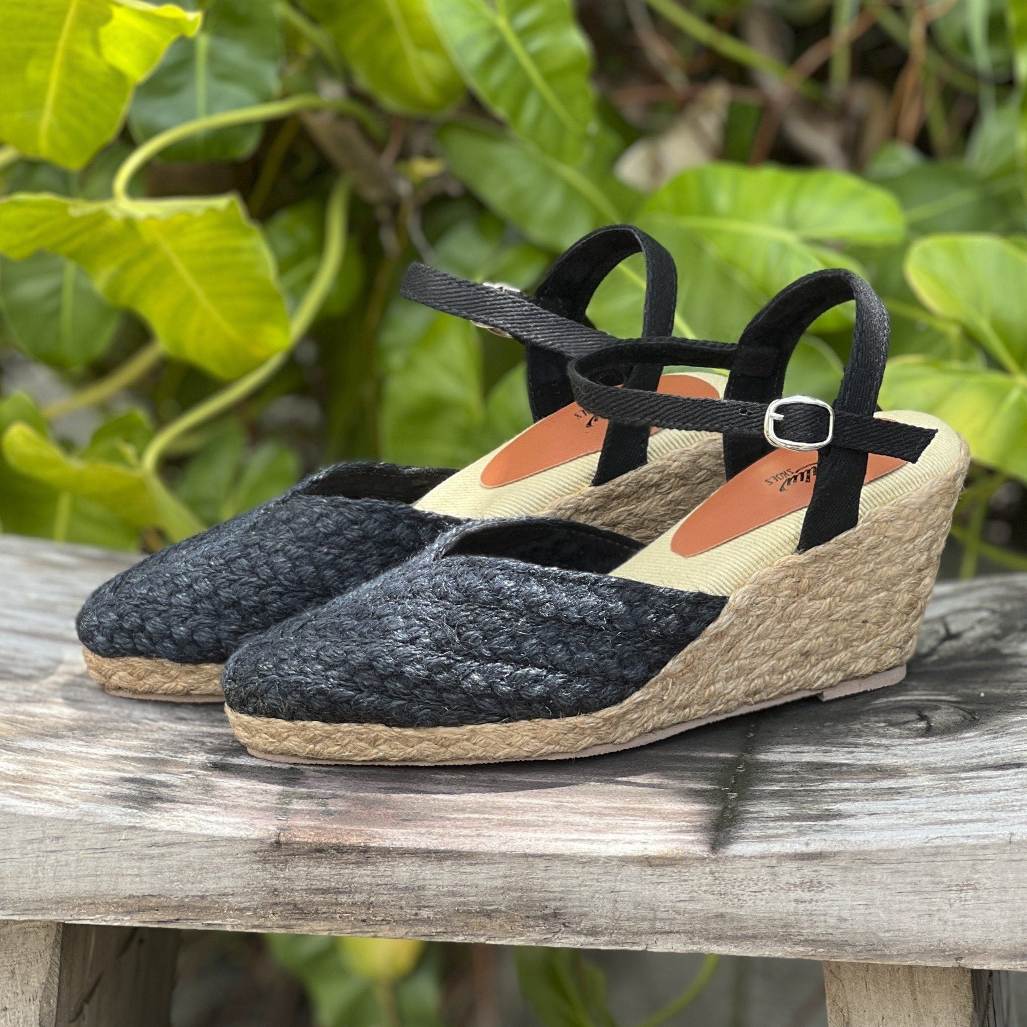 RUBY - Giày Sục Thuần Cói Kín Mũi Quai Gài Đế Xuồng 8cm