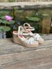 THANH ĐIỀN - Sandal Cói Đế Xuồng Quai Đan Họa Tiết Phối Vải Hemp 9cm