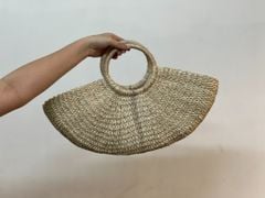 Túi Cói Abaca Đáy Vòng Cung Quai Cói Tròn - HOA RẺ QUẠT