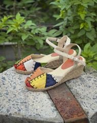 MINH TÚ THẤP - Đế Xuồng Cói Thêu Ghép Vải Hemp Nhiều Màu 6cm