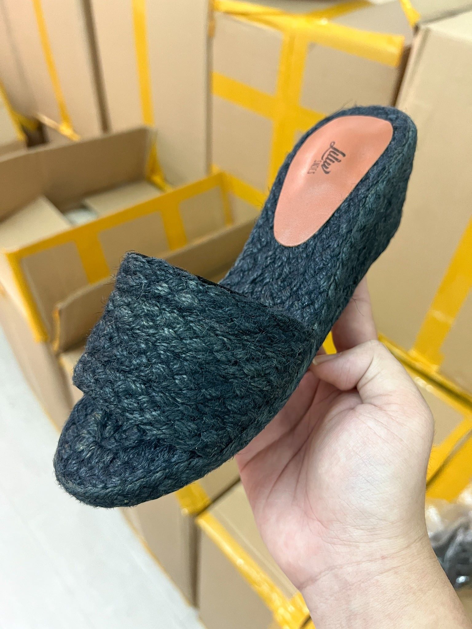 TẤM - Dép Thuần Cói Quai Ngang Đế Xuồng 6cm