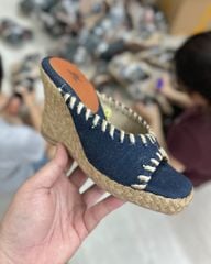 LILO - Dép Cói Quai Ngang Viền Đột Chỉ Đế Xuồng 8cm