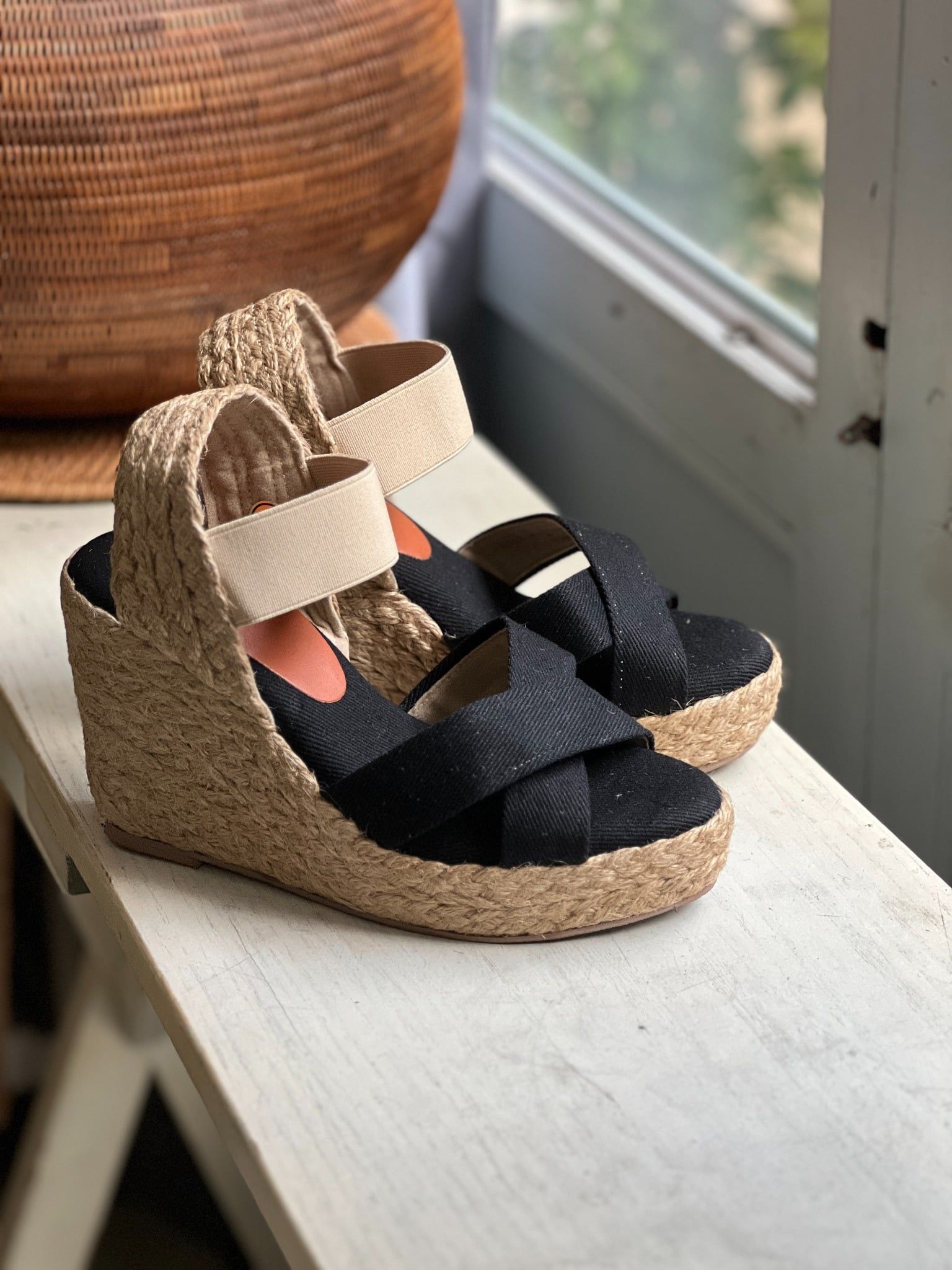 VÂN GIANG - Sandal Cói Đế Xuồng Quai Chữ X Phối Quai Thun 10cm