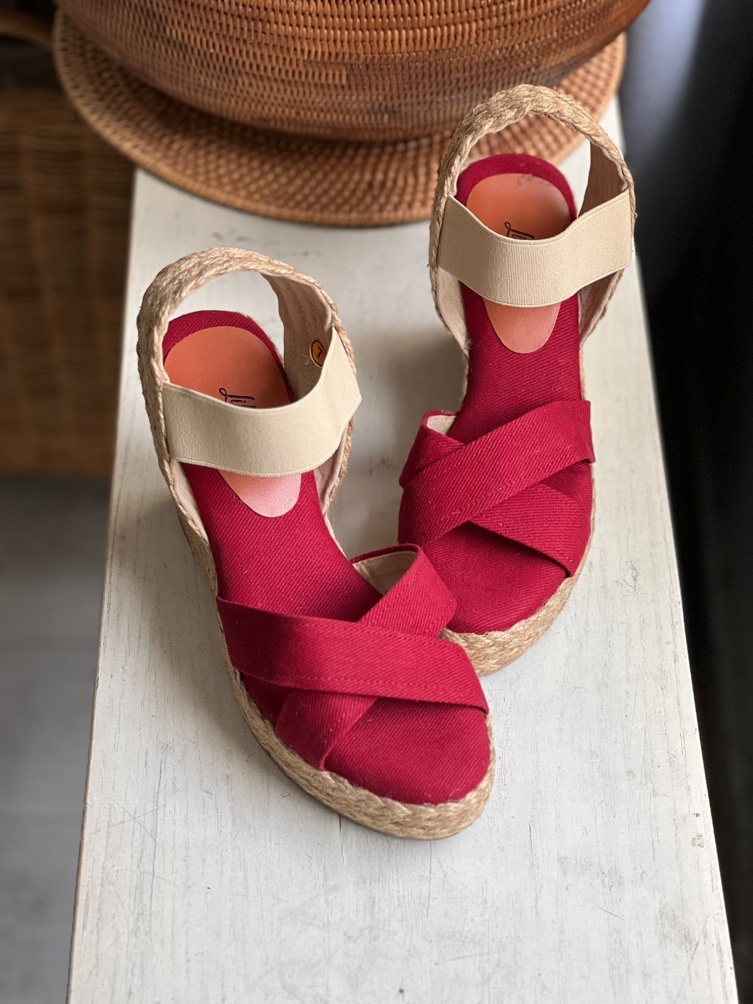 VÂN GIANG - Sandal Cói Đế Xuồng Quai Chữ X Phối Quai Thun 10cm