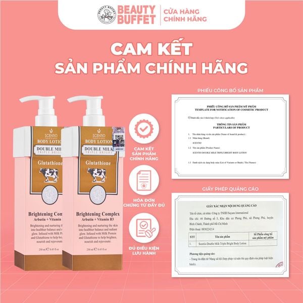 Combo 2 Dưỡng thể sáng da toàn thân Scentio Double Milk Triple Bright Body Lotion 250ml