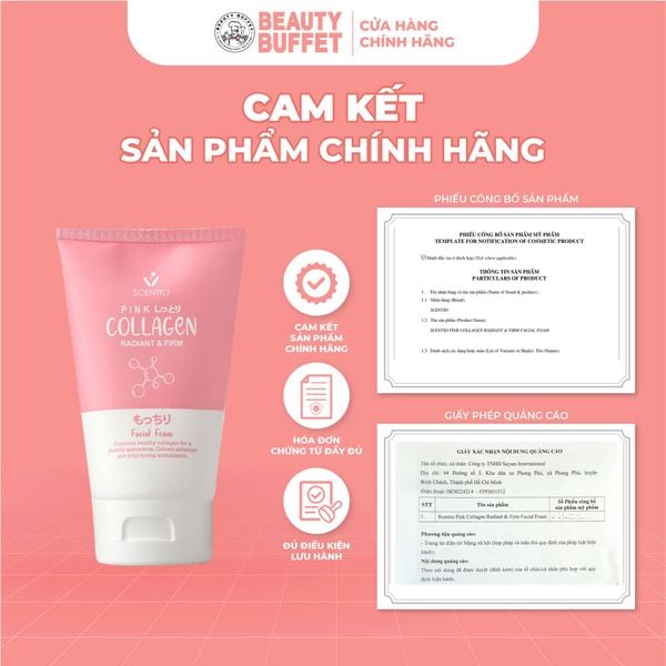 Sữa rửa mặt dưỡng sáng và săn chắc da Scentio Pink Collagen Radiant & Firm Facial Foam 100ml
