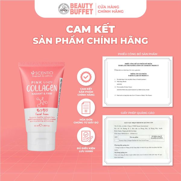 Sữa rửa mặt dưỡng sáng và săn chắc da Scentio Pink Collagen Radiant & Firm Facial Foam 50ml