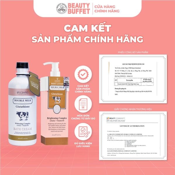 Combo Kem tắm 350ml +  Dưỡng thể sáng da toàn thân Scentio Double Milk Triple Bright Body Lotion 250ml