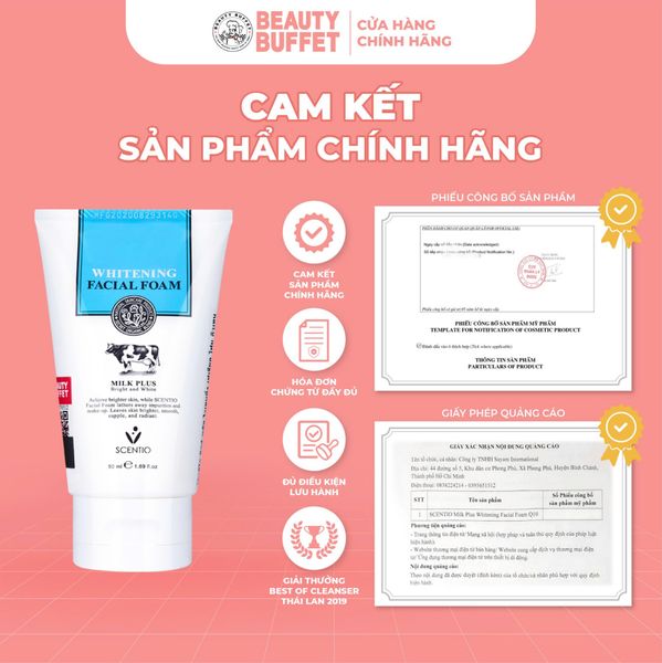 [Cleanser] Sữa rửa mặt trắng da và tạo bọt Beauty Buffet Scentio Milk Plus Whitening Q10  Facial Foam 50ml