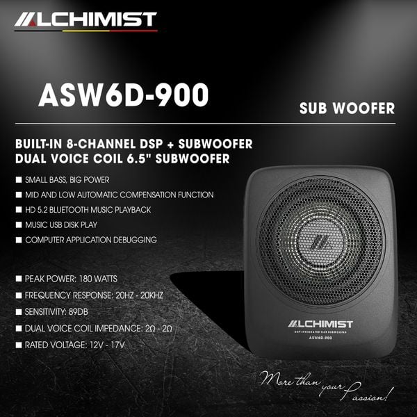 Loa Sub Ô tô Liền DSP Khuếch Đại Âm Thanh Alchimist ASW6D-900