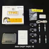 Cảm biến áp suất lốp TPMS cảnh báo Tiếng Việt 2023 van TRONG màn hình LED đa sắc bản quốc tế pin NL mặt trời BH 12 tháng