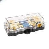 Hộp cầu chì chia hai đầu ra 60A dành cho âm thanh xe hơi mạ vàng 24K sang trọng tự ngắt cao cấp