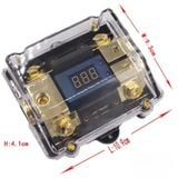 Cầu chì ANL 100A chia nguồn ô tô 1 ra 2  tự ngắt có bảng hiển thị điện áp Led mạ vàng 24K cao cấp