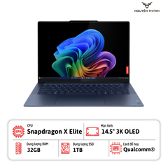 Laptop Lenovo Yoga Slim 7 14Q8X9 Snapdragon X Elite X1E-78-100, RAM 32GB, SSD 1TB, 14.5 inch 3K OLED Touch, Windows 11, Blue)