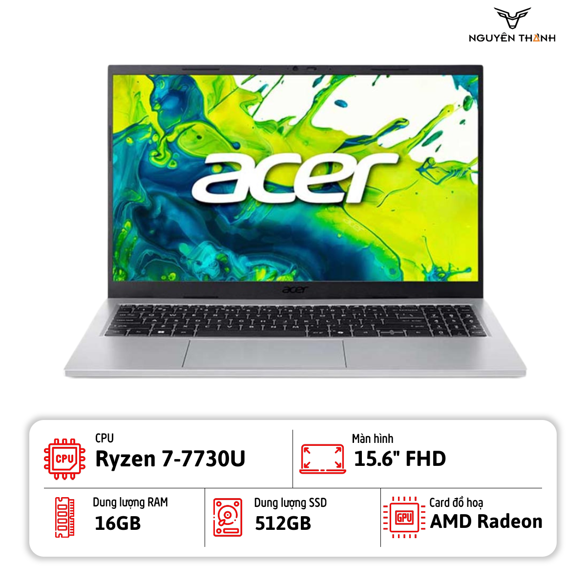 Laptop Acer Aspire Go 15 ( Ryzen 7 7730U, 16GB RAM, 512GB SSD, 15.6