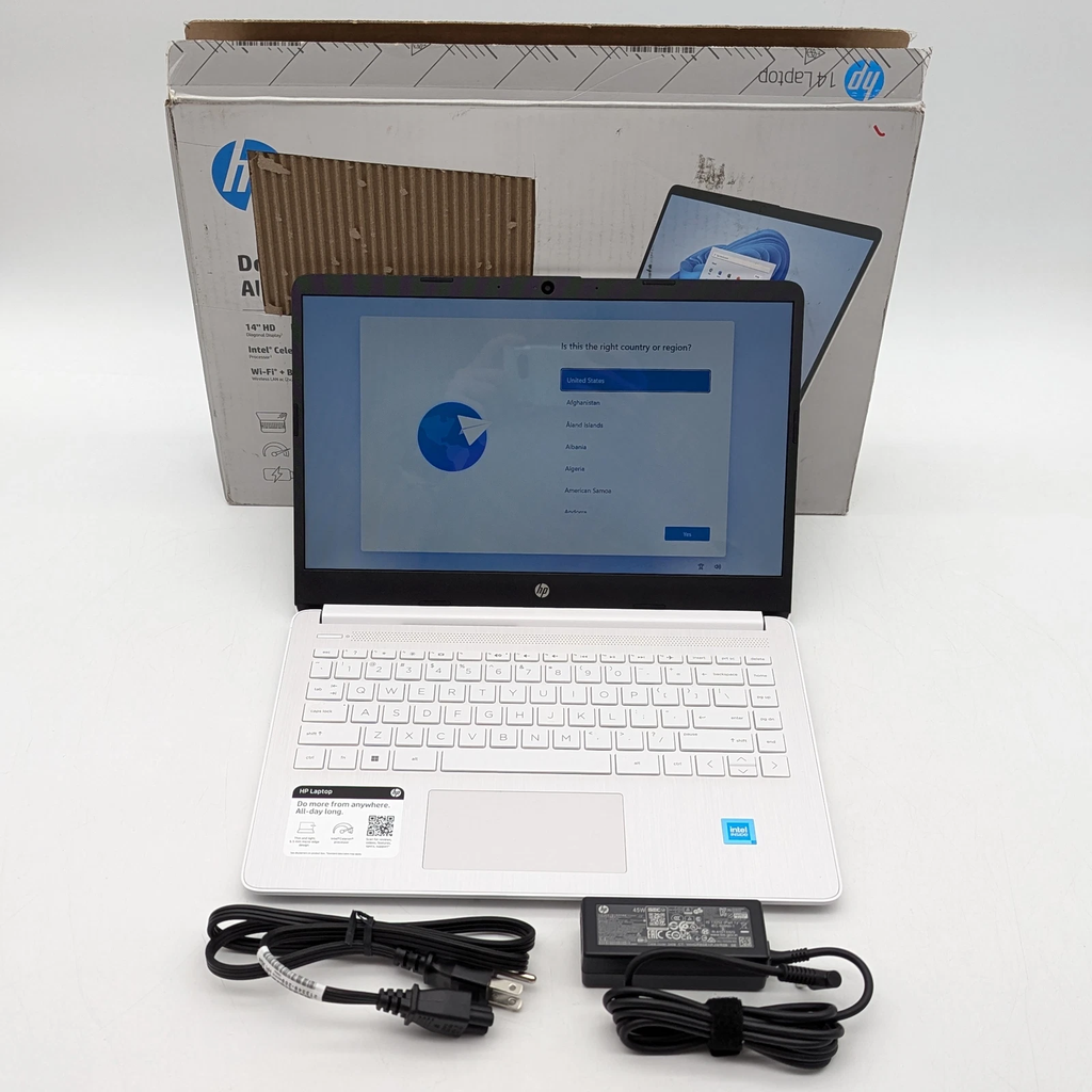 Laptop HP 14-dq0052dx (Celeron N4120, 8GB RAM, 64GB eMMC, 14” HD, Win 11, Snowflake White)